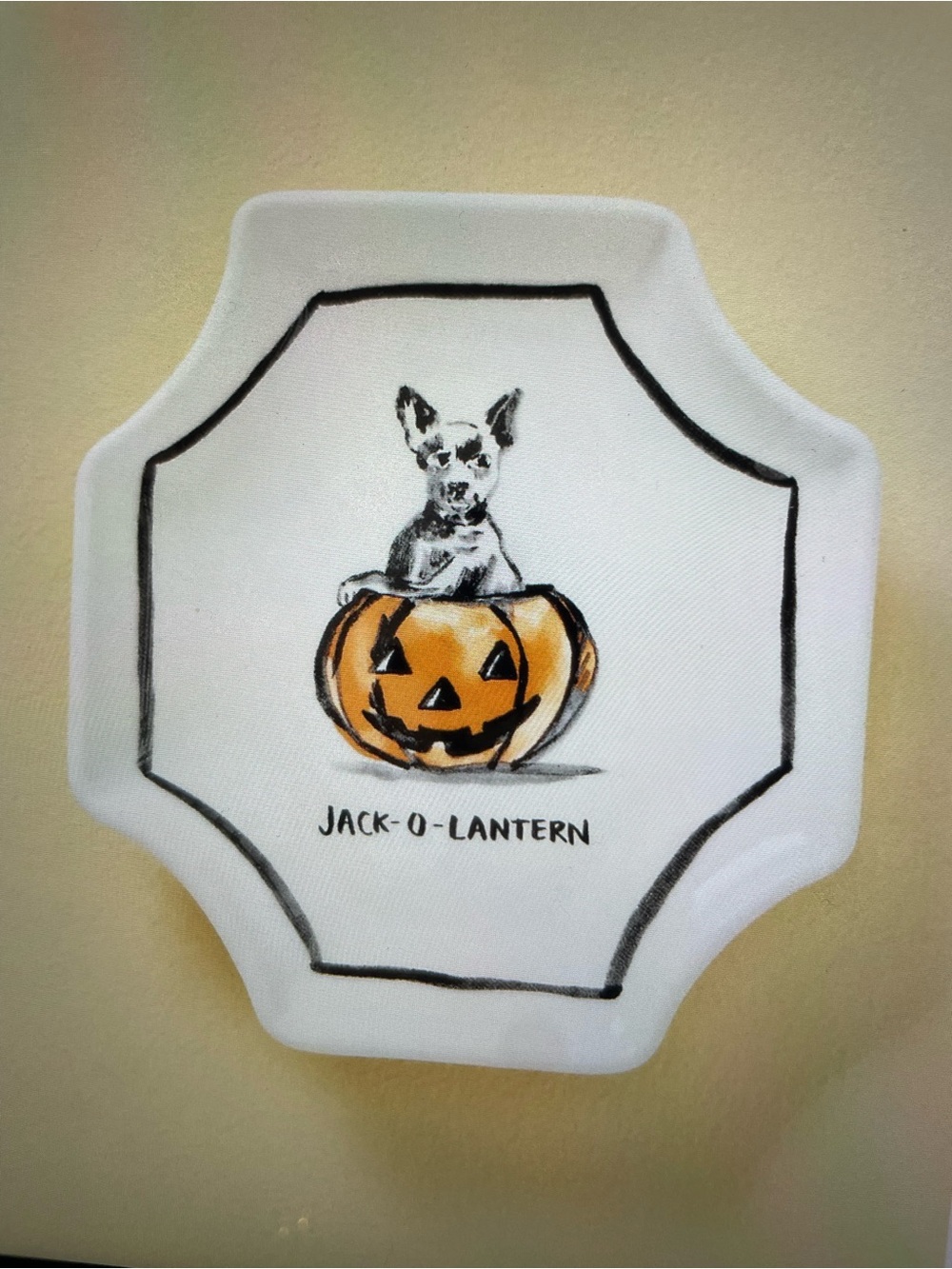 ❤️ ANTHROPOLOGIE MOLLY HATCH JACK O LANTERN DOG TRINKET DISH NEW